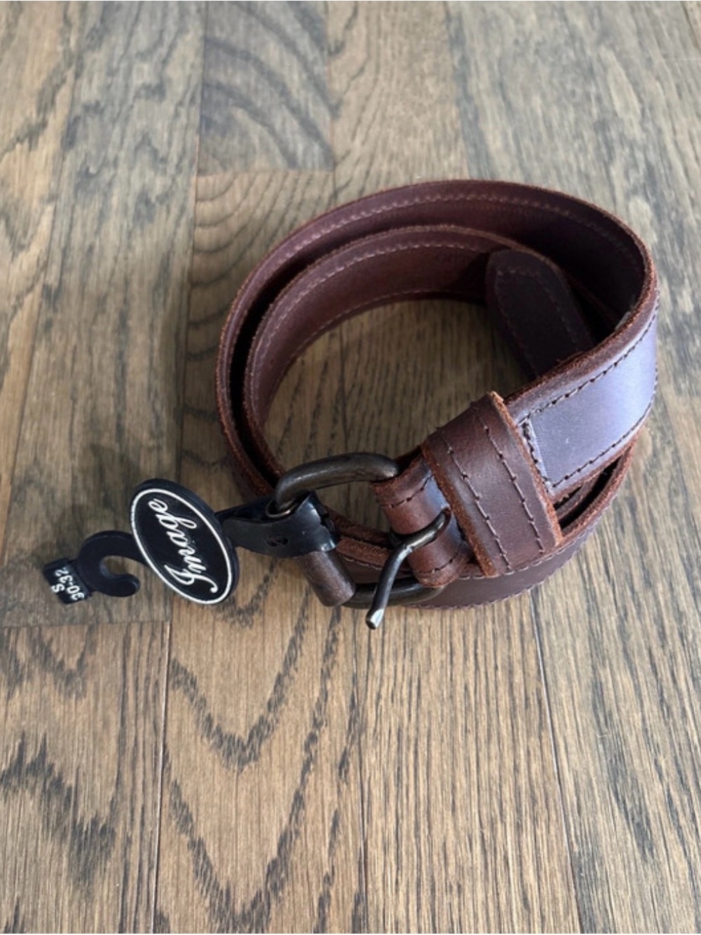 Drafted Brown Leather Casual Belt with Antique Buckle